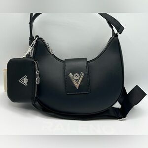 Valentino Orlandi Black Crossbody Bag with Coin Purse. Vegan Leather. NWT Sealed